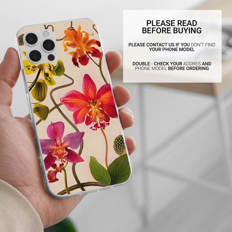 Orchid Flower Botanical Phone Case, Elegant Print image 12