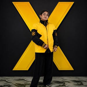 90s retro colorblock windbreaker jacket | comic inspired yellow black bomber jacket