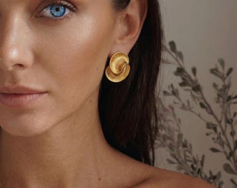 Gold Stud Earrings, Geometric Earrings, Chunky Jewelry, Gifts For Girls, Women,  Anniversary, Best Friend, Birtday Gift, Waterproof Jewelry