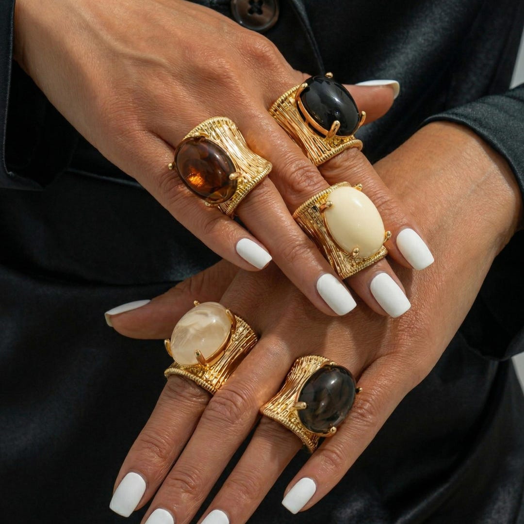 Chunky Gold Ring, Stone Rings, Statement Ring, Gemstone Ring, Abstract ...