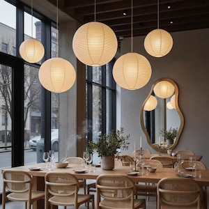 Hängende Papier-Lampenschirm Runde moderne Pendelleuchte Vintage Deckenlampe Abdeckung