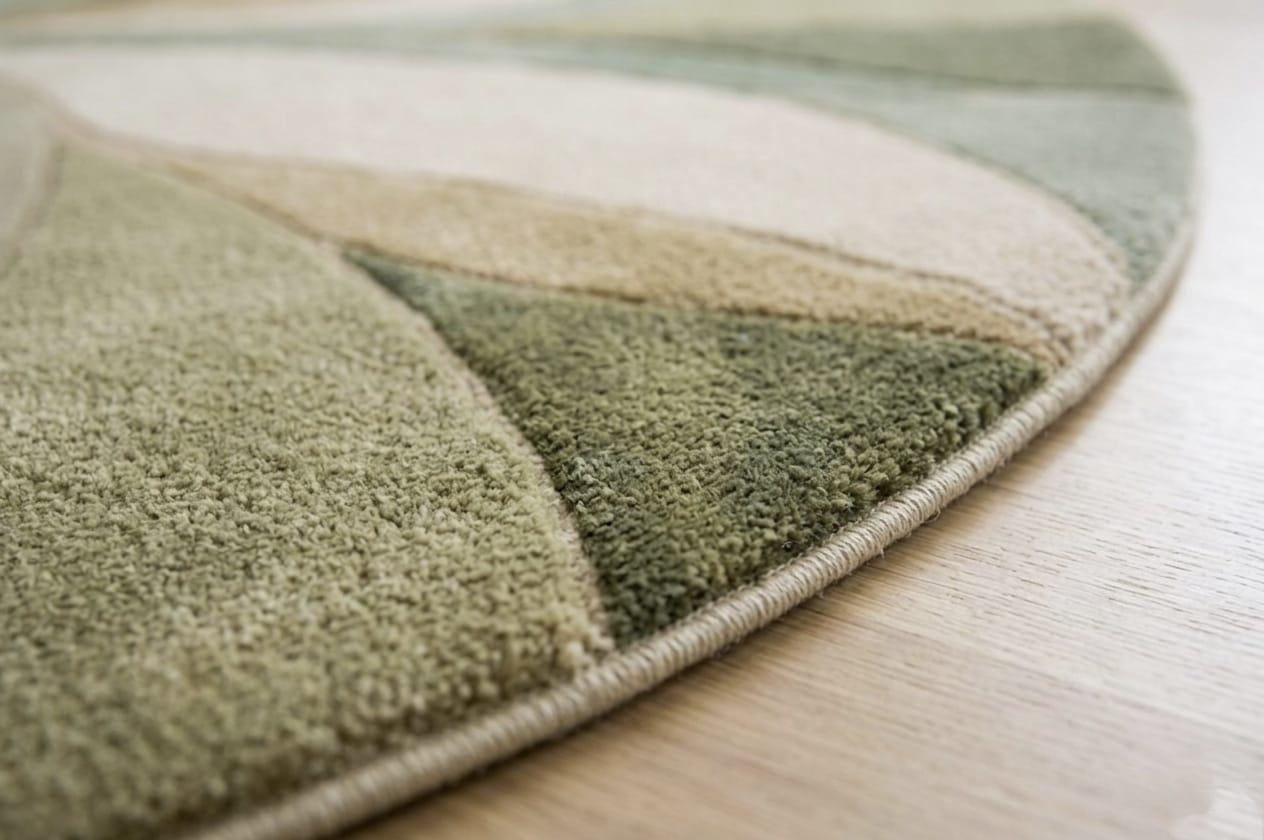 Round Floral Leaf Rug Sage Green Wool Rug Hand Tufted Area Rug for ...