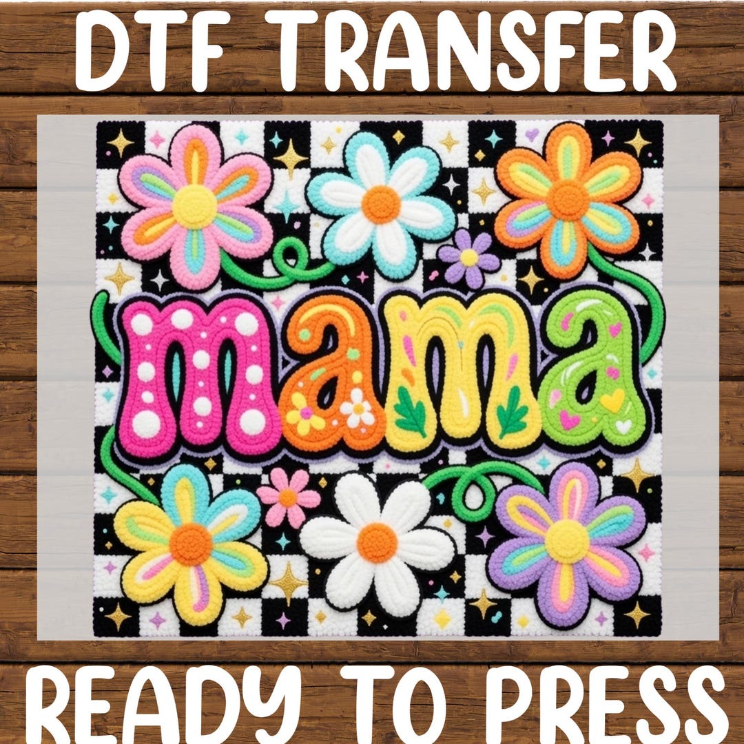 Retro Mama Flowers DTF Transfer Ready to Press Mothers Day Gift for Her ...