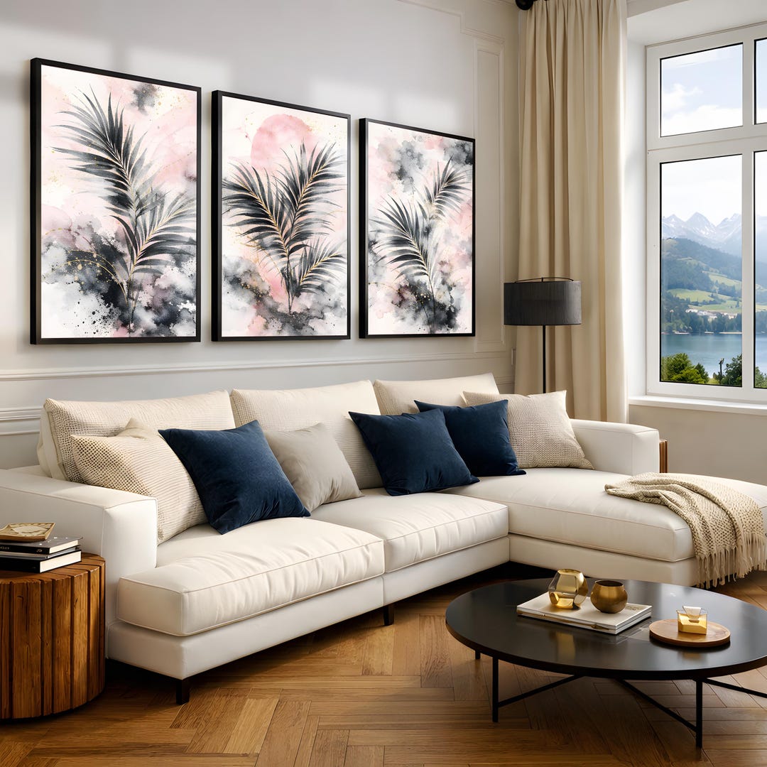 Blush Pink Botanical Wall Art Set of 3 Prints New Home Gift Decor Soft ...