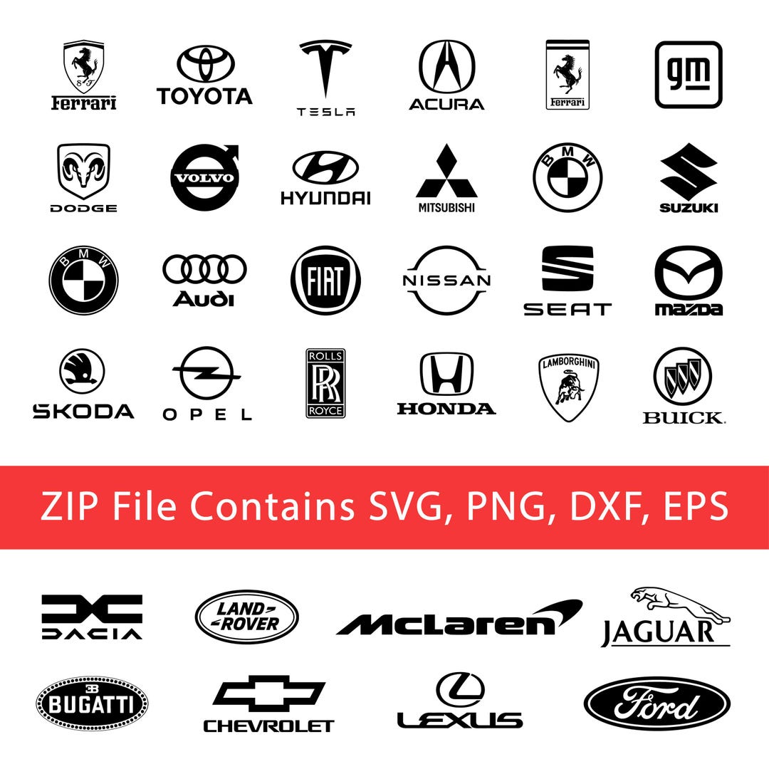 Lot de logos de voiture SVG, lot de logos SVG de marques de voitures ...