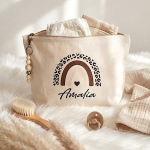 Diaper bag, toiletry bag, personalized baby gifts, beige changing bag, stroller changing bag, baby essentials image 1