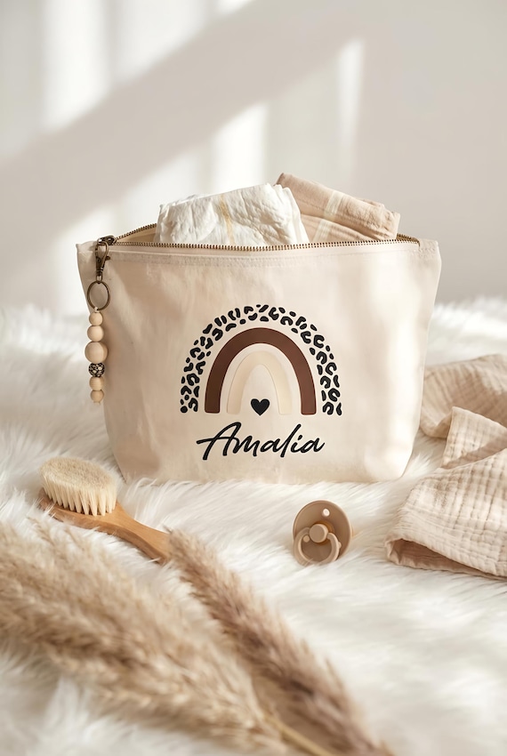 Windeltasche, Kulturtasche, Personalisierte Babygeschenke, Wickeltasche Beige, Wickeltasche Kinderwagen, Babyerstausstattung
