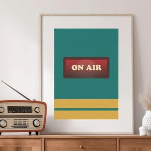 Retro On Air Studio Poster, Vintage Broadcast Sign Print, Podcast Room Mid Century Style (Digital Download)