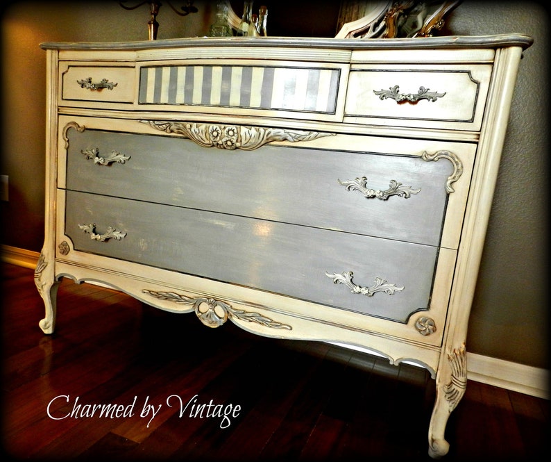 Vintage Paris Shabby Glam Dresser and Mirror Etsy