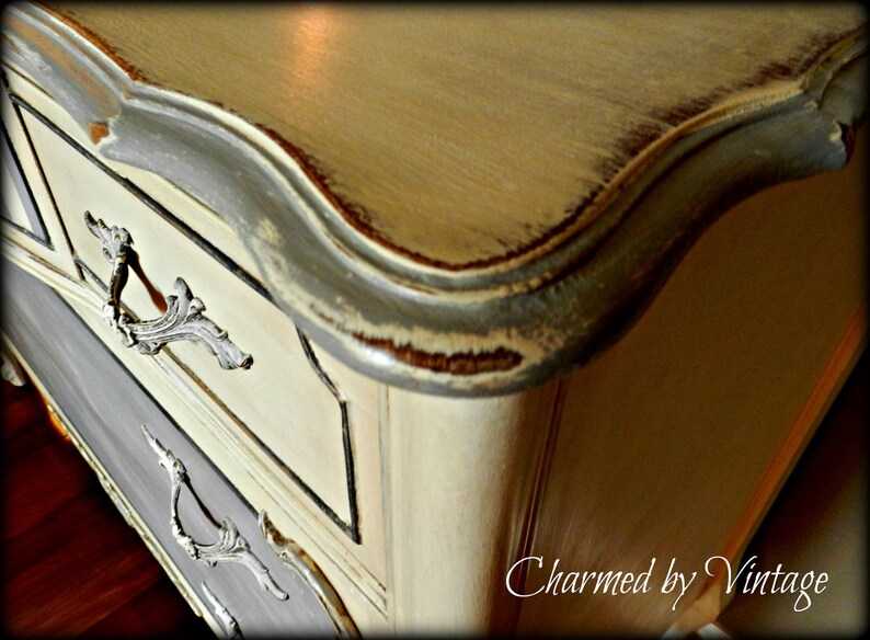 Vintage Paris Shabby Glam Dresser and Mirror Etsy