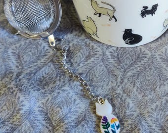 flower cat tea ball loose leaf infuser strainer