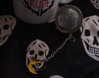 cute bat moon tea ball loose leaf infuser strainer, for the goth who also loves tea.