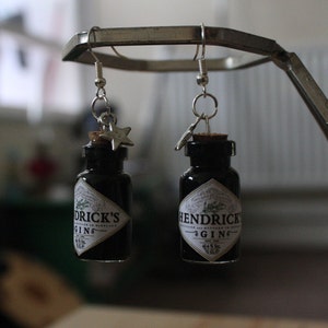 Small gin bottle earrings glass