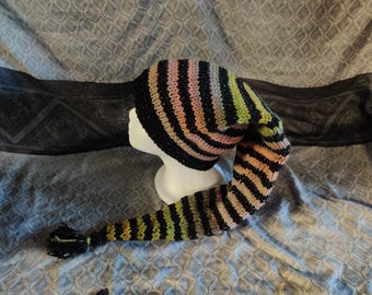 swamp wizard sparkle stripe wizard pixie sock hat