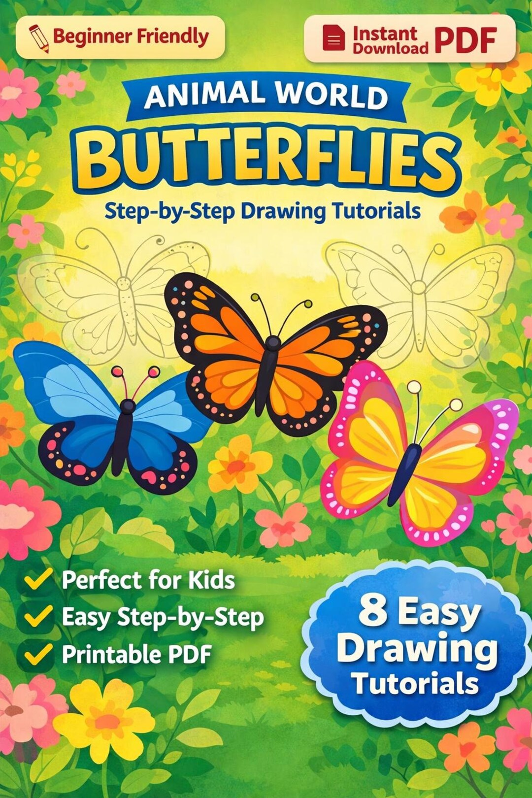 How to Draw Butterflies | Step-by-step Drawing Tutorials for Kids ...