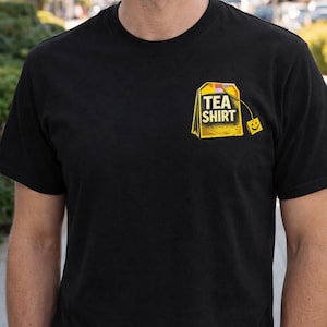 Tea Bag Patch T-Shirt | Small Chest Graphic, Novelty Tea Shirt
