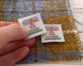 Harris Tweed Material - Mustard Blue Check - 37x23cm - A0102 - Isle of Harris - Craft Material - Applique Material - Patchwork Material