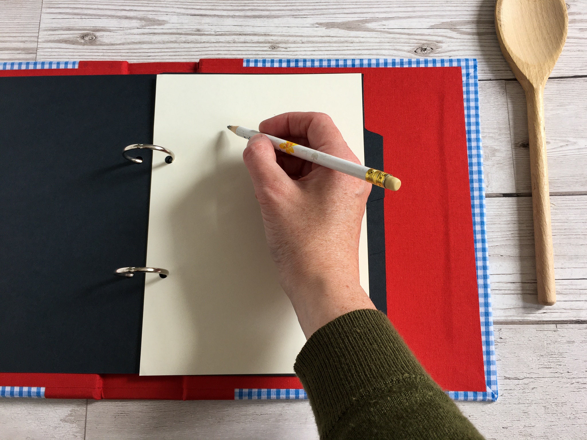 A4 Recipe Binder Blue Gingham Personalised Recipe Folder Etsy