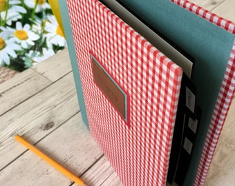 A4 Recipe Binder - Gingham Binder - Personalised Recipe Folder - Recipe Book - Recipe Organiser - Dividers Binder - Recipe Folder A4