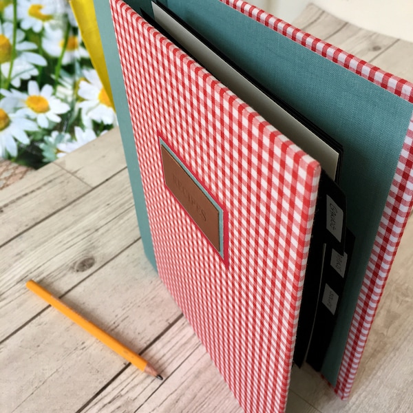 Recipe Binder - Personalised Recipe Binder - A5 Recipe Binder - Gingham Recipe Binder - Recipe Organiser - Recipe File - Cookbook Binder