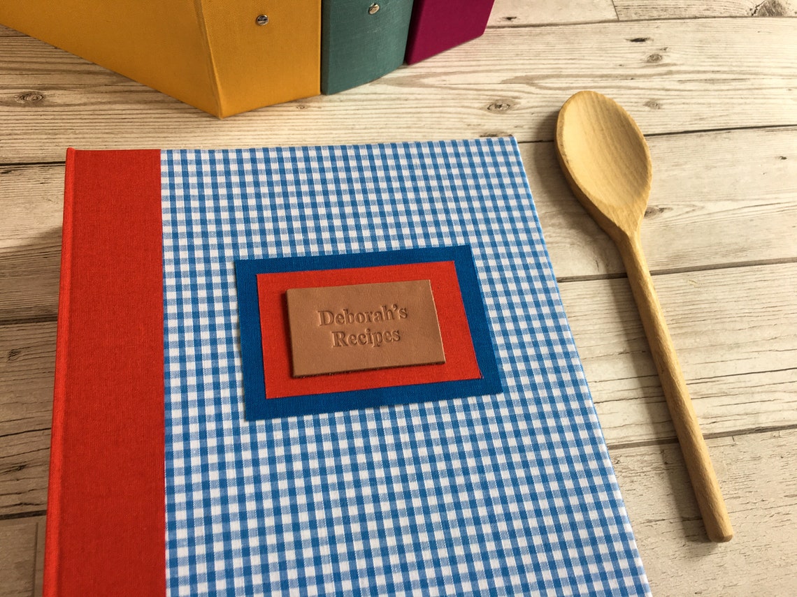 A4 Recipe Binder Blue Gingham Personalised Recipe Folder Etsy