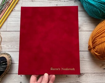 Suede Folder - A4 Binder - Personalised Binder - Lever Arch Binder - Red Binder - Velvet Folder - Knitters Gift - Large Binder - Sewing Gift