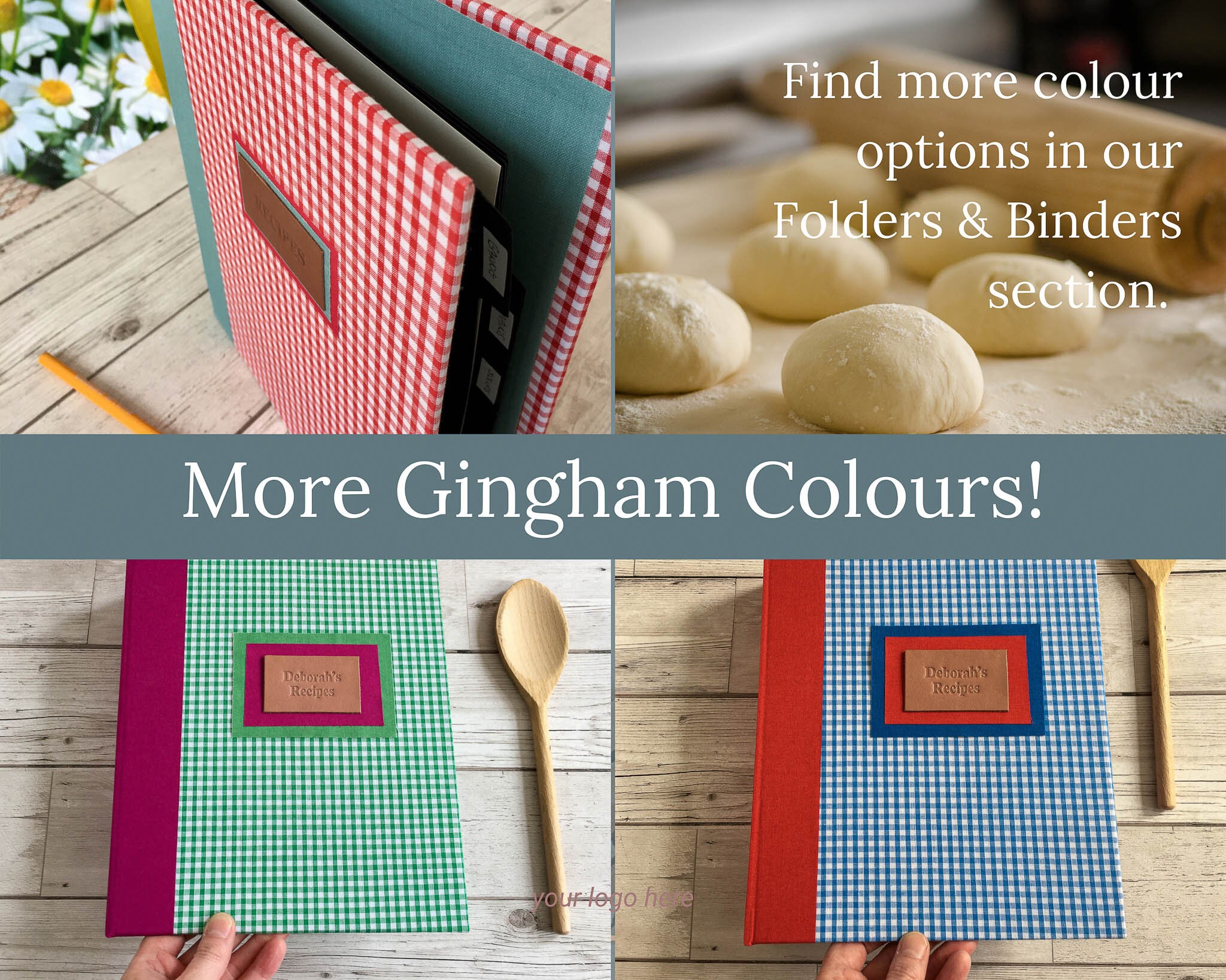 A4 Recipe Binder Blue Gingham Personalised Recipe Folder Etsy