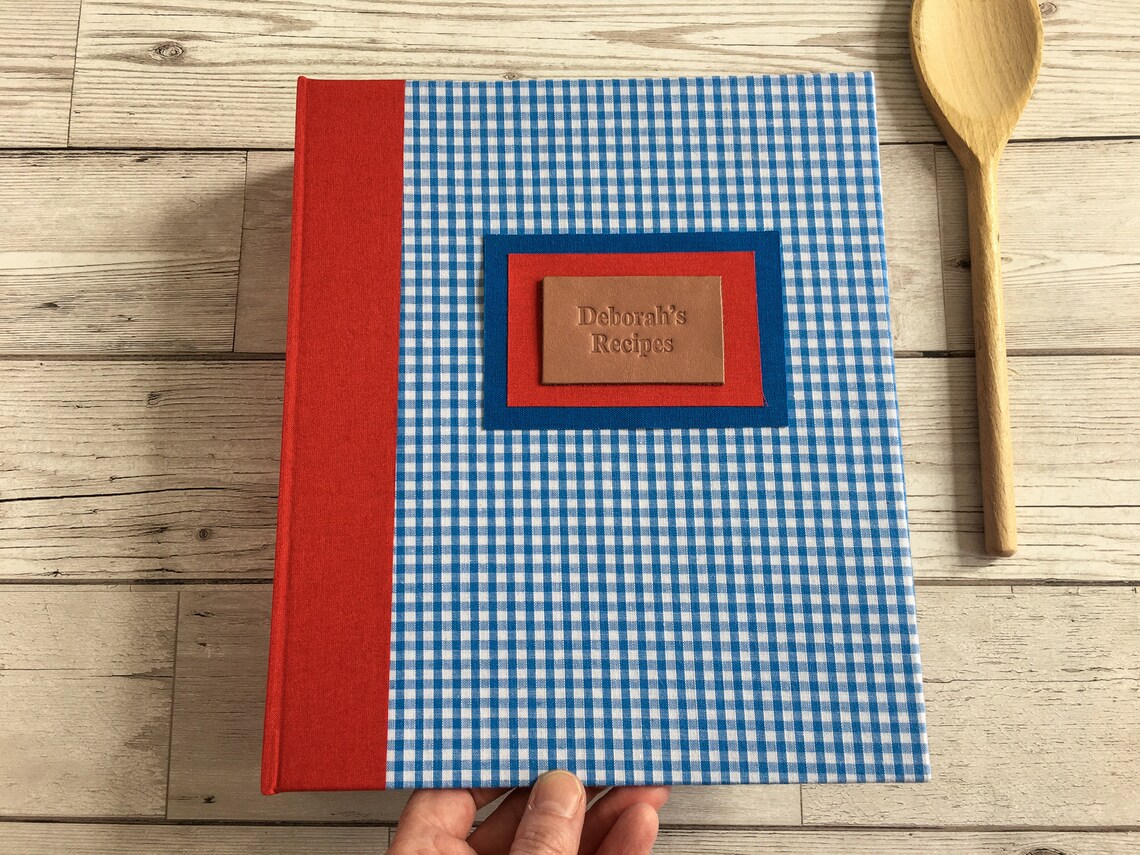 A4 Recipe Binder Blue Gingham Personalised Recipe Folder Etsy