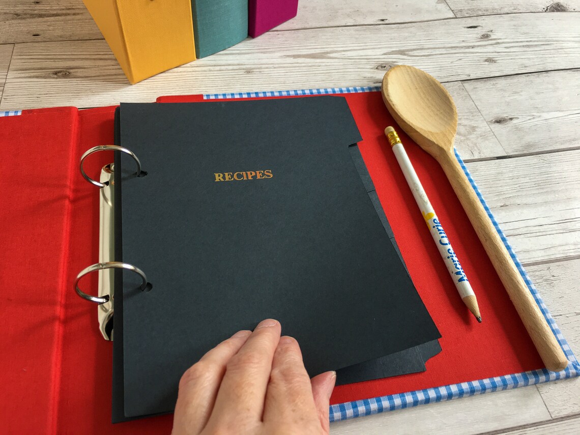 A4 Recipe Binder Blue Gingham Personalised Recipe Folder Etsy