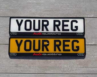 Audi Quattro Number Plate Frames – Sporty Car Accessory, UK Plate Holder