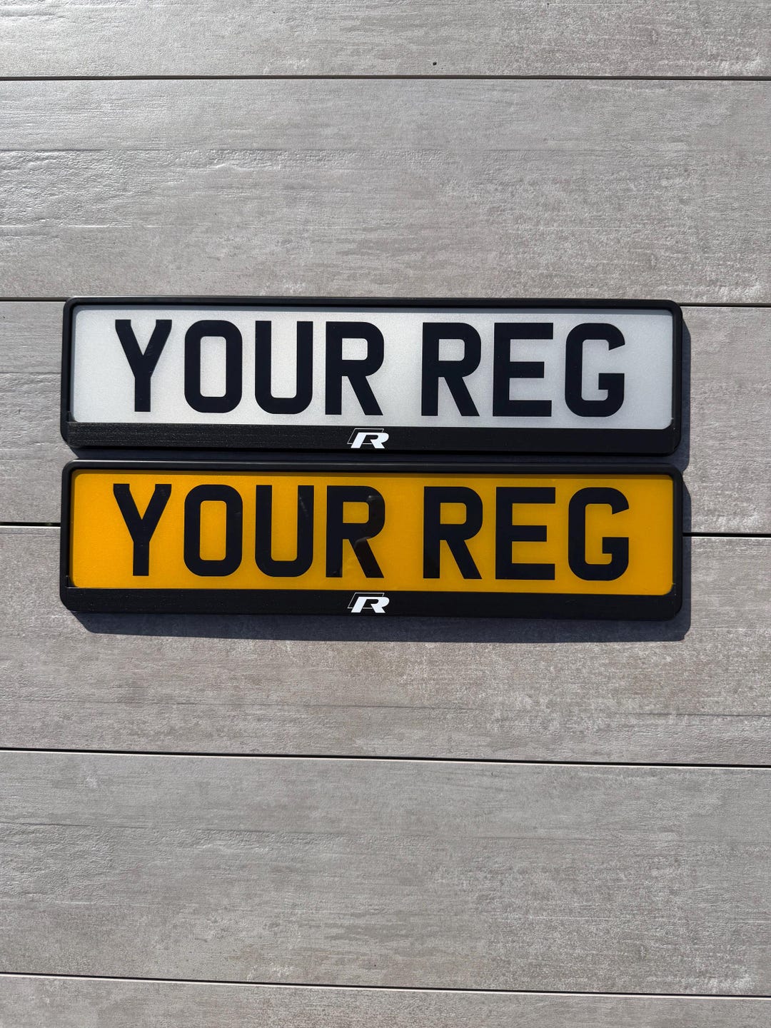 VW R Number Plate Frames UK Front Rear X2 Black Car Accessory Road ...