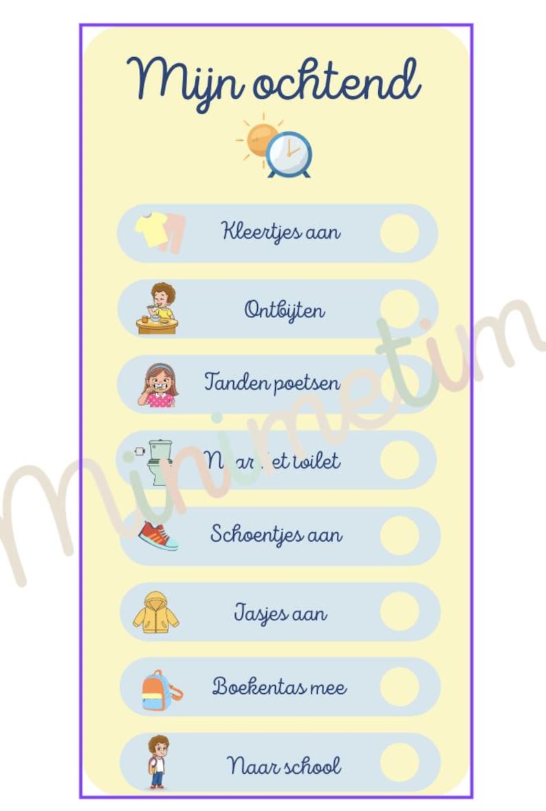 Pictogram Ochtend Routine Visuele Dagplanner Voor Kinderen | Meerdere Stijlen | Printable PDF ...