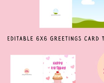 Plantilla de tarjeta cuadrada de 6x6 / Tarjeta de felicitación imprimible (descarga digital)