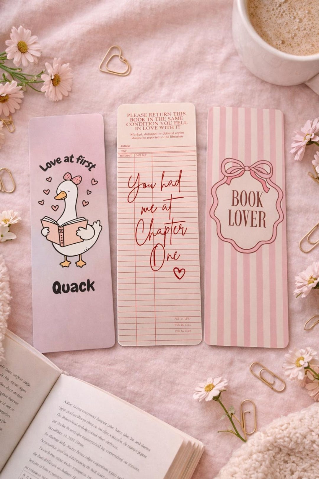 Girly Bookmark Set or Individual | Pink Bookmarks | Gift for Book ...