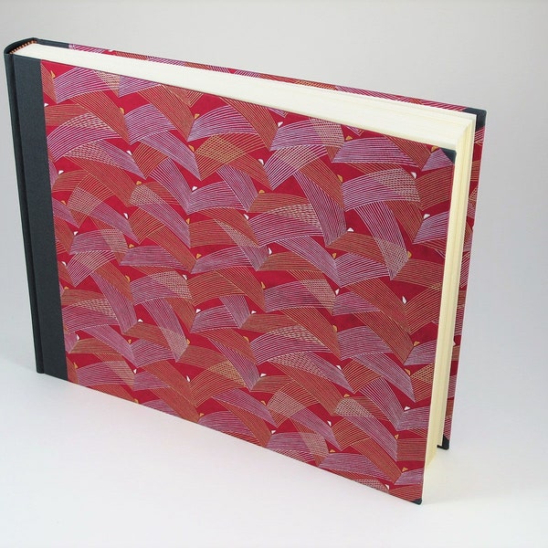 Photo Album Landscape Format 31x25cm (12x10") Cover Japanese CHIYOGAMI Paper - Design "Gold Strings 4"