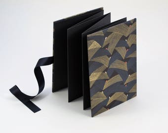 Leporello Photo-Faltbook, portada Chiyogami Design "Gold Strings 2"