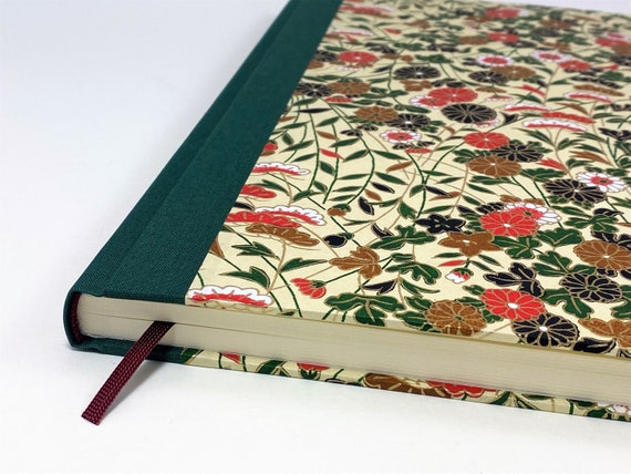 Chiyogami Notizbuch A4 – Blankobuch mit *Heublumen* Design, 192 Seiten