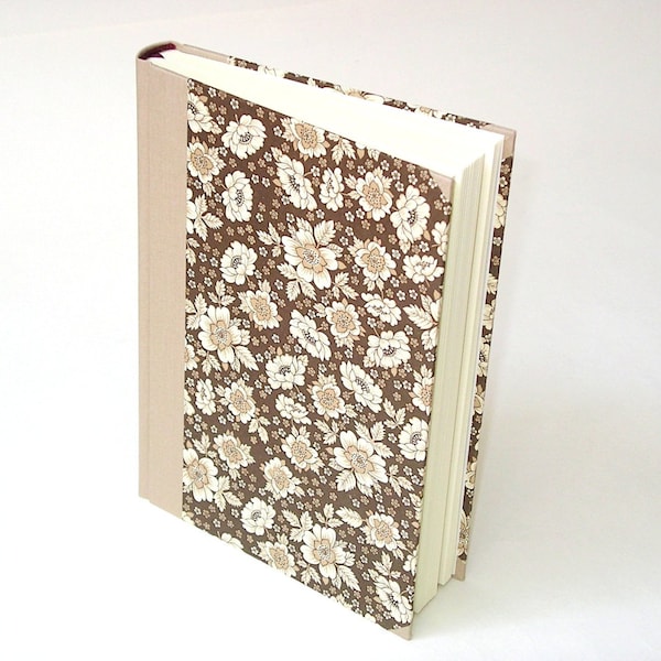 Notizbuch / Tagebuch 15x21cm, Italienisches Papier CARTA VARESE Dekor "Buschrosen braun" 288 S.