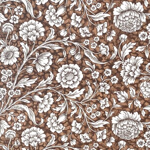 Buntpapier, Geschenkpapier Carta Varese aus Italien, Dekor - *Blumenteppich braun*
