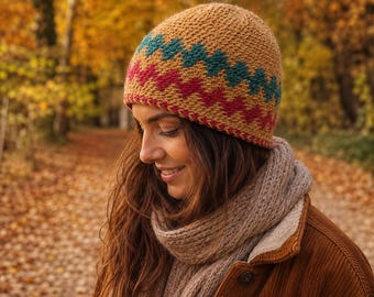 Unisex Handmade Cotton Hat – Boho Knit Hat – Colorful Hat for Autumn and Winter – Handmade Accessory