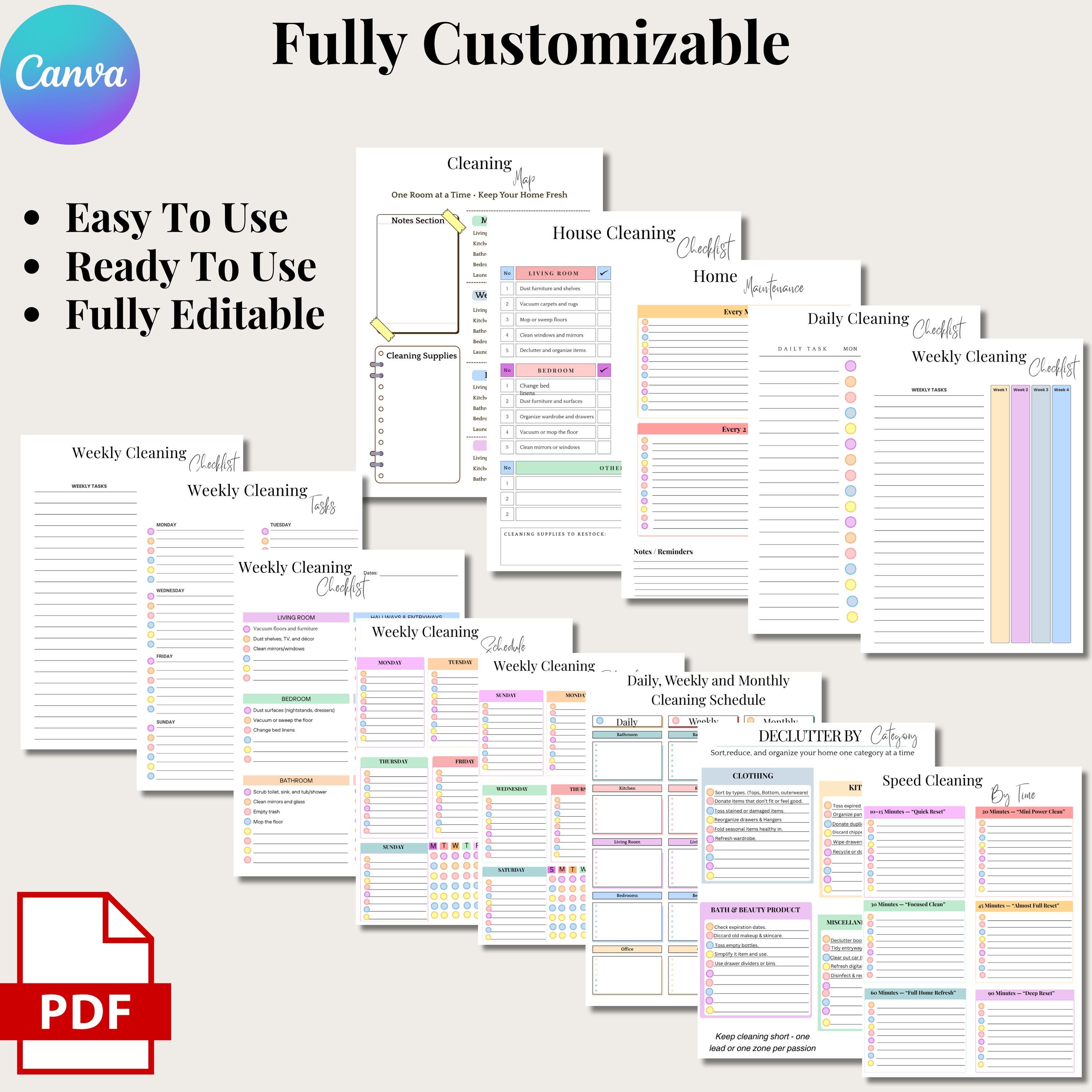 Ultimate ADHD Cleaning Planner Bundle, Printable Editable, Cleaning ...