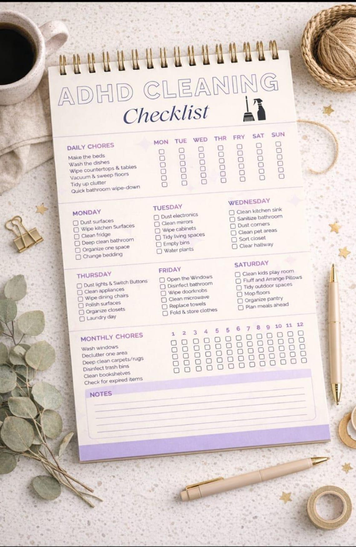 Editable ADHD Cleaning Checklist 2026| ADHD Friendly | Home Cleaning ...