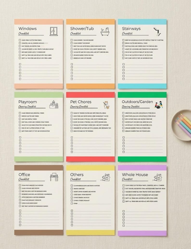 Editable Room by Room Cleaning Checklist| Cleaning Planner, Printable ...