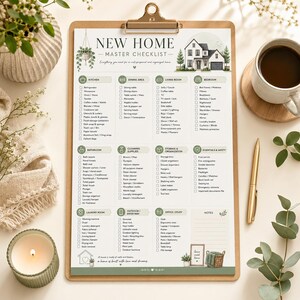 New Home Checklist A4 Printable | New Home Essentials Checklist | Moving Checklist | First Apartment Checklist | Instant Download PDF