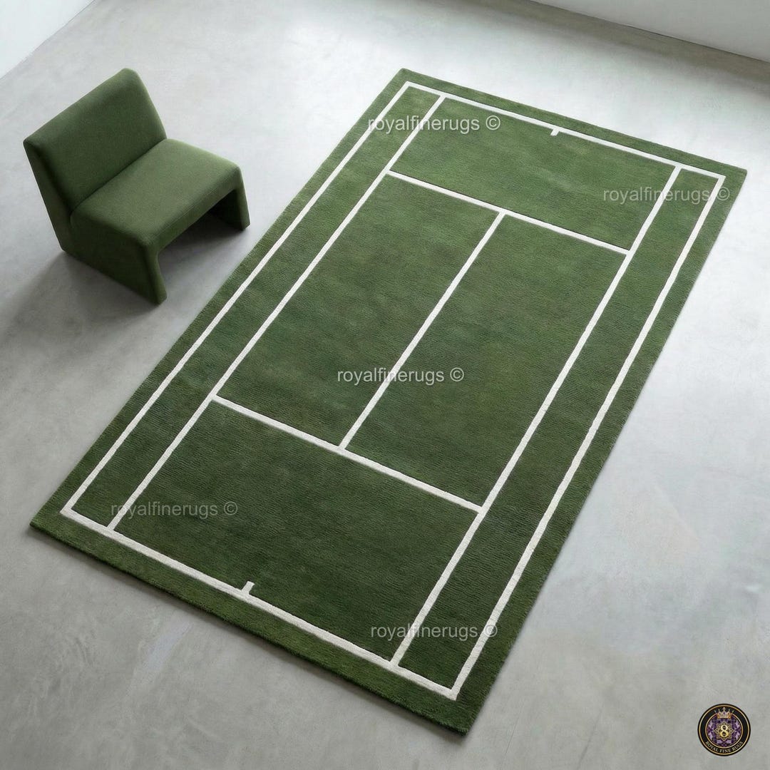 Tennis Coloured Rug Green Tennis Court Area Rug – Modern Sports Room Decor - Etsy