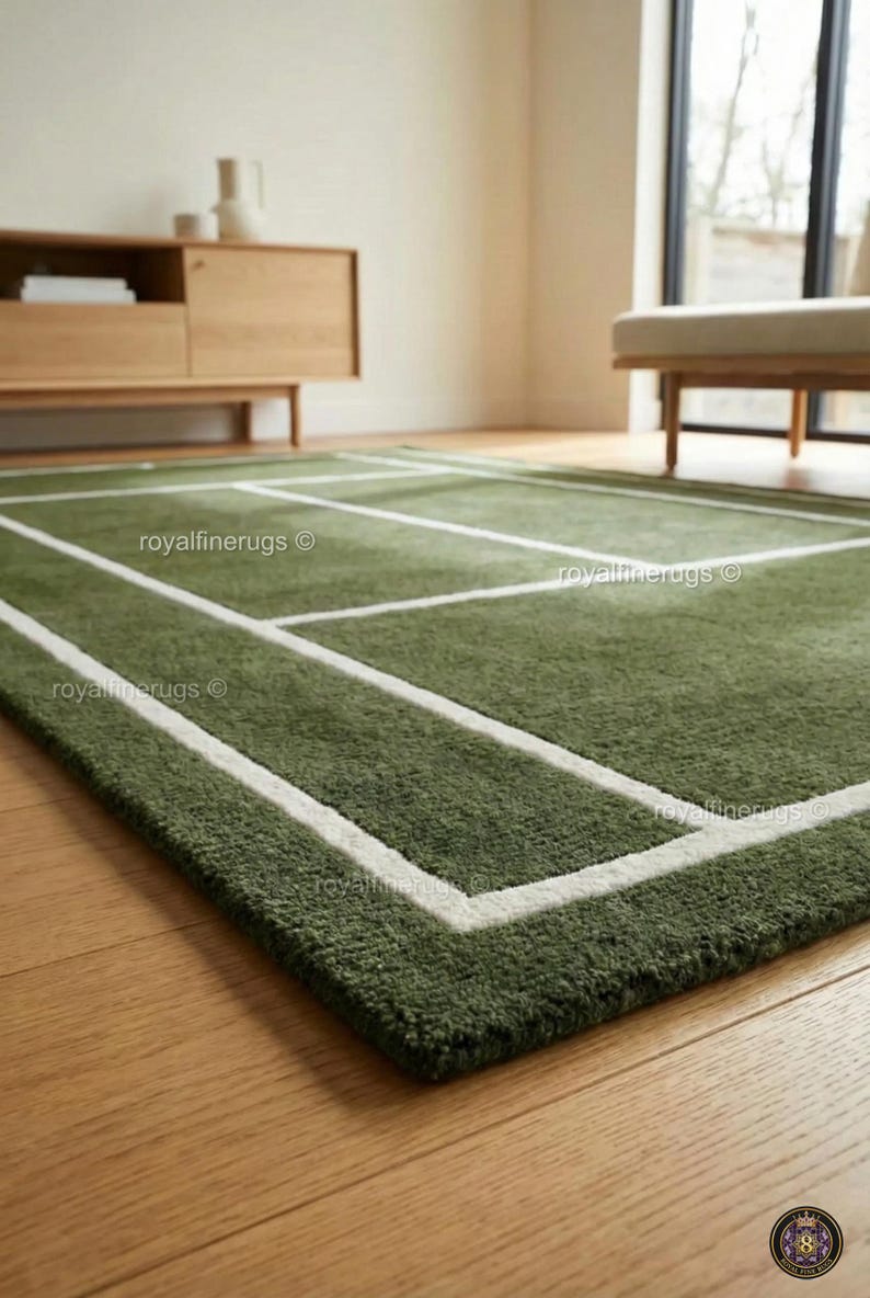 Green Tennis Court Area Rug – Modern Sports Room Decor - Etsy
