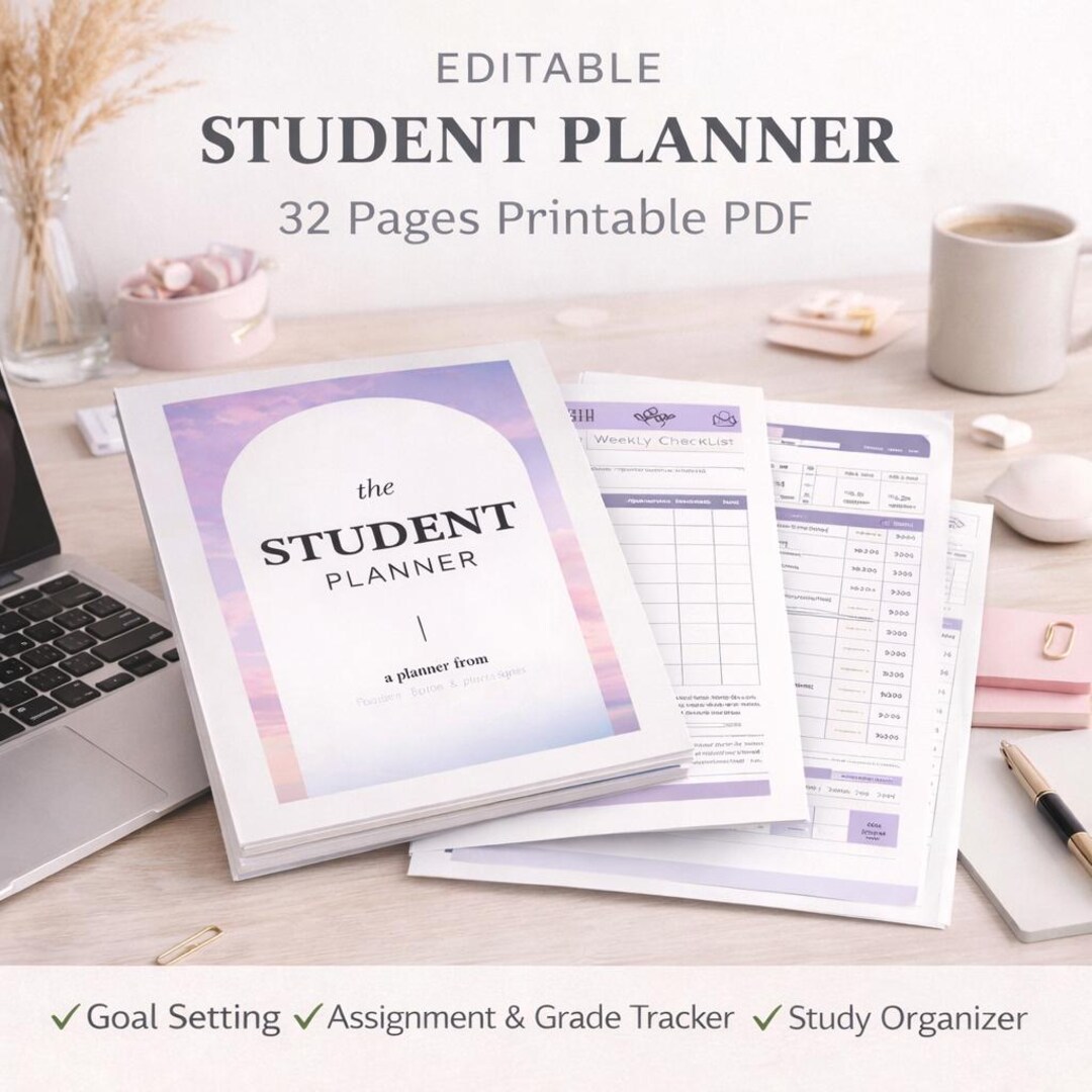 Printable Student Planner PDF Academic Organizer Assignment and Grade ...