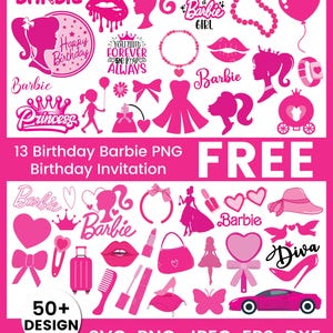 Paquete de imágenes prediseñadas de muñecas rosas: SVG retro, imágenes prediseñadas retro rosa, decoración rosa, fondo rosa, imágenes prediseñadas de niñas rosas