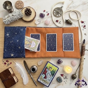 Galaxy Tarot Card Wrap, Blue Starry Tarot Card Bag, Tarot Card Protector, Celestial Tarot Deck Pouch, Witchcraft Holder, Gift for Witches