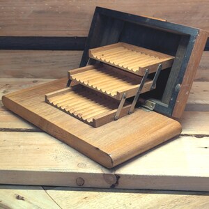 Vintage Wooden Expandable Cigarette Box | Folding Concertina Wooden Cigarette Case | Mid Century Smoking Accessories